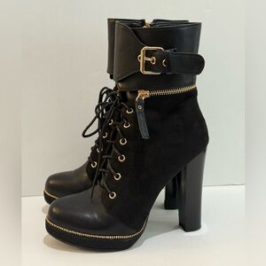 Italina Women’s Black Ankle Boots on 5.5” Heels - Size 7